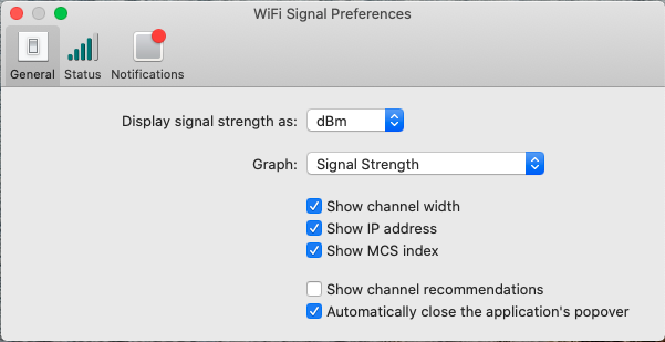 WiFi Signal General Settings
